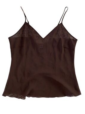 Studio 1940 Brown Chiffon Mesh Cami Tank Top Blouse Size L